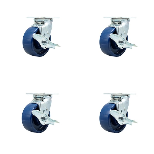 Tool Box Caster Wheel Set 5'' Solid Polyurethane Swivel Casters, 4PK